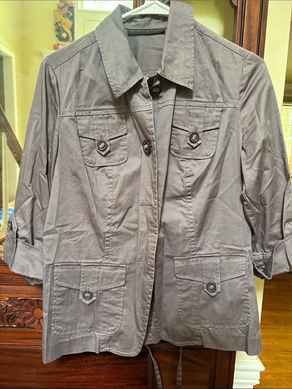 Preswick & Moore Taupe Utility Jacket with Button Pockets